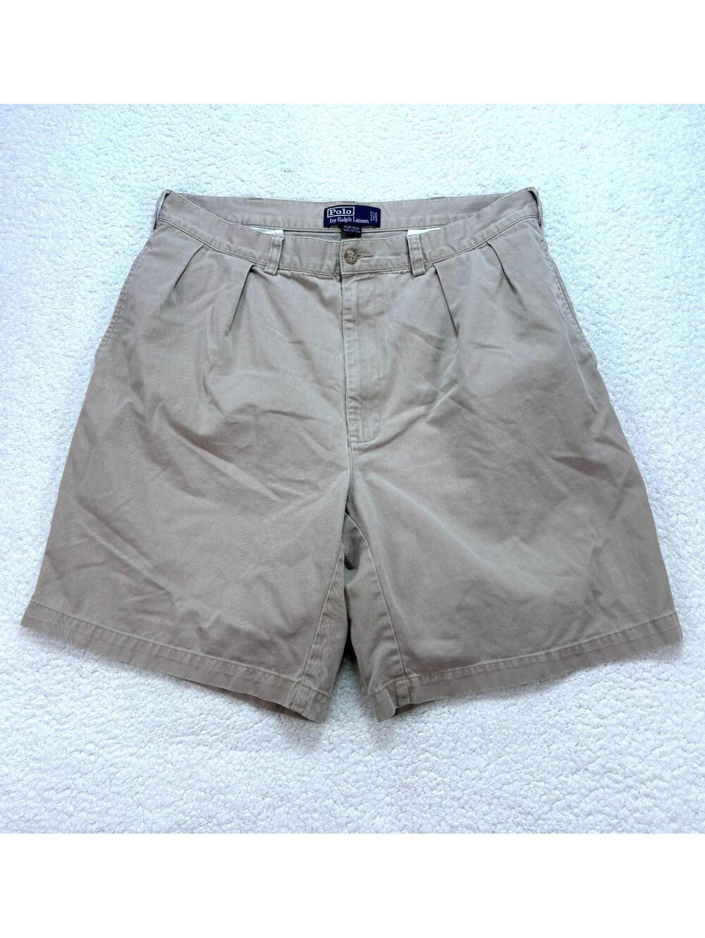 Polo Ralph Lauren Pleated Tyler Shorts 35 Beige Chino Cotton Classic Fit Golf